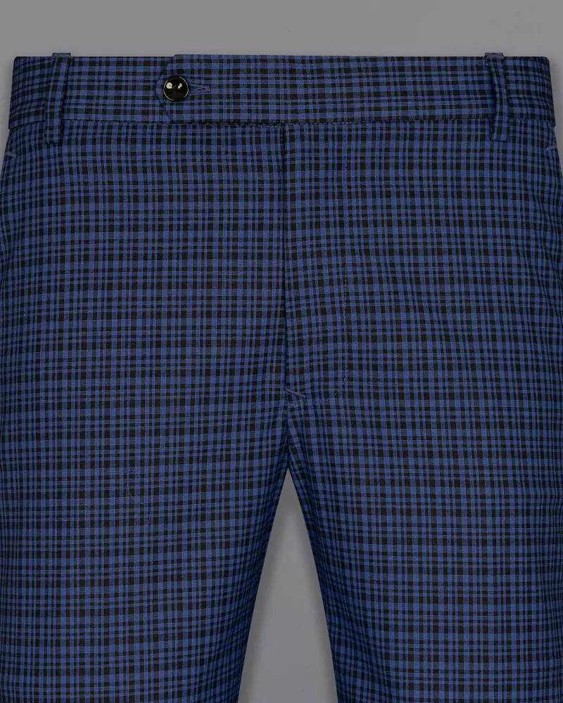 Chambray Blue And Jade Black Gingham Premium Cotton Pant 2