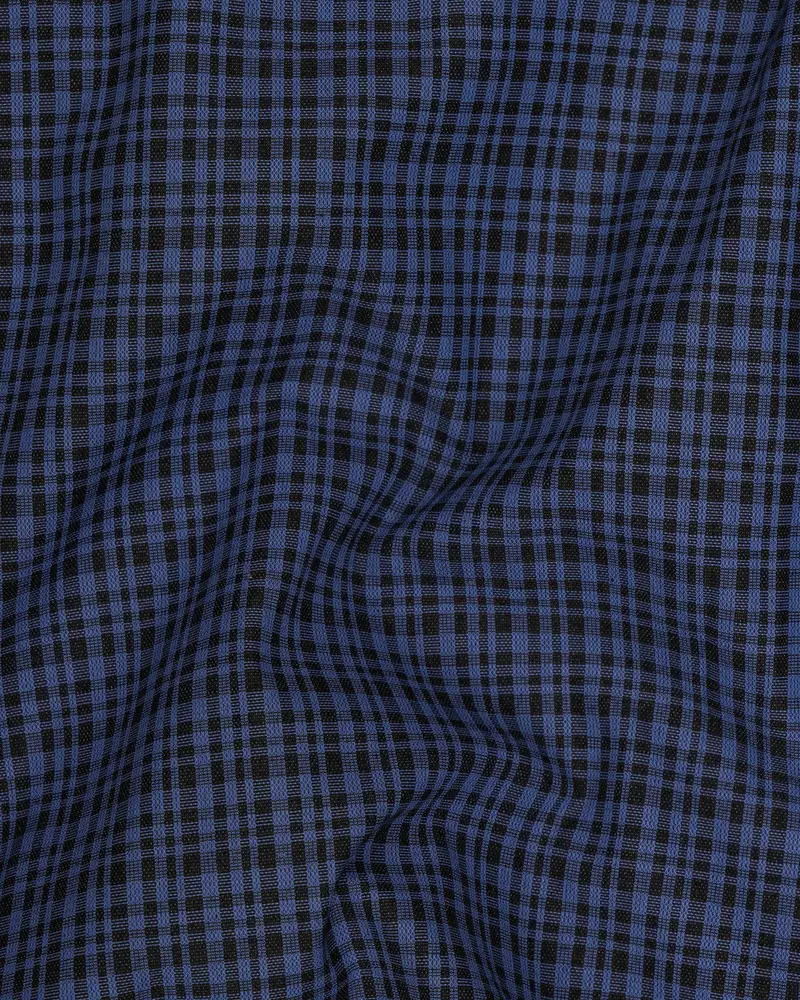 Chambray Blue And Jade Black Gingham Premium Cotton Pant 3