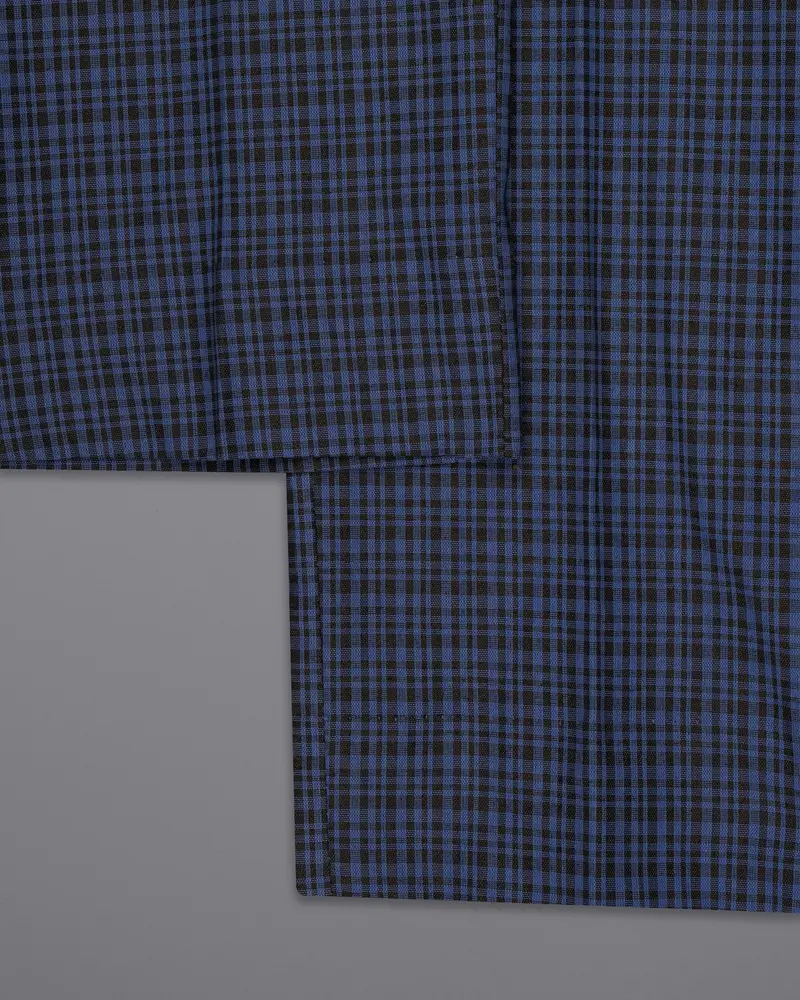 Chambray Blue And Jade Black Gingham Premium Cotton Pant 6