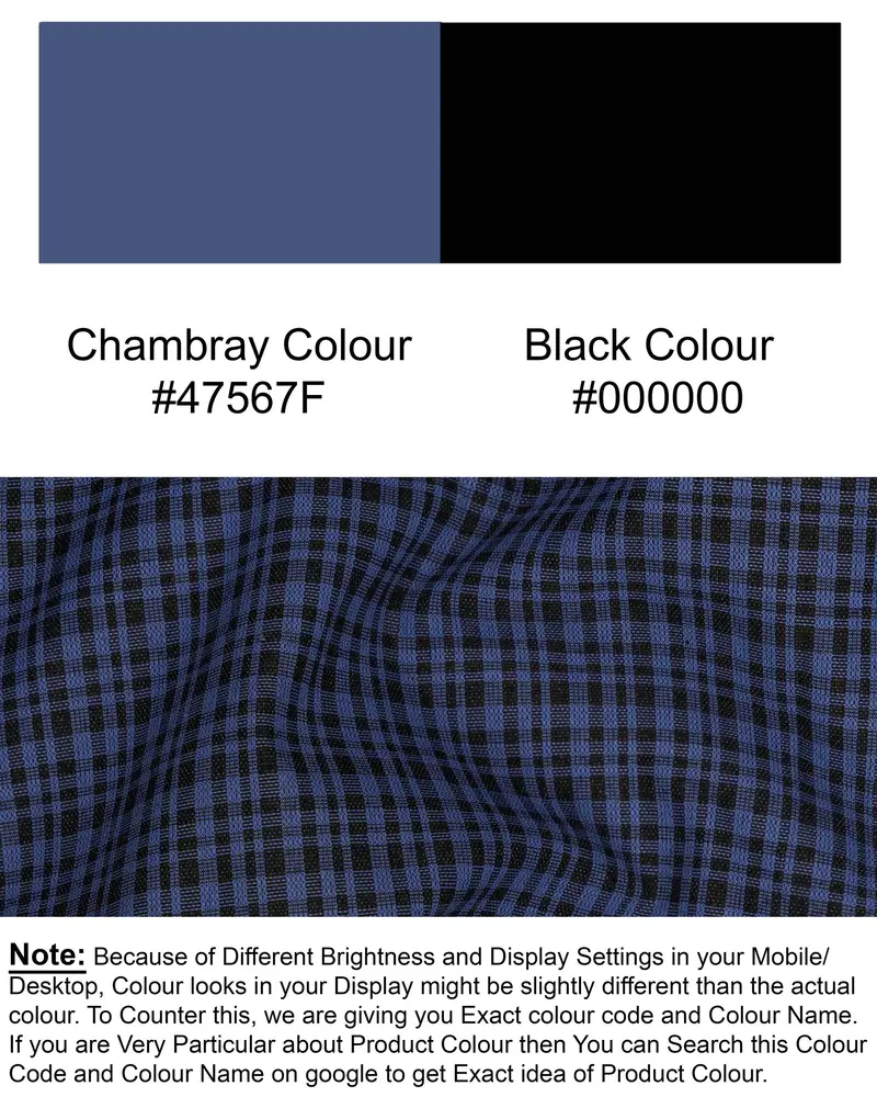 Chambray Blue And Jade Black Gingham Premium Cotton Pant 7
