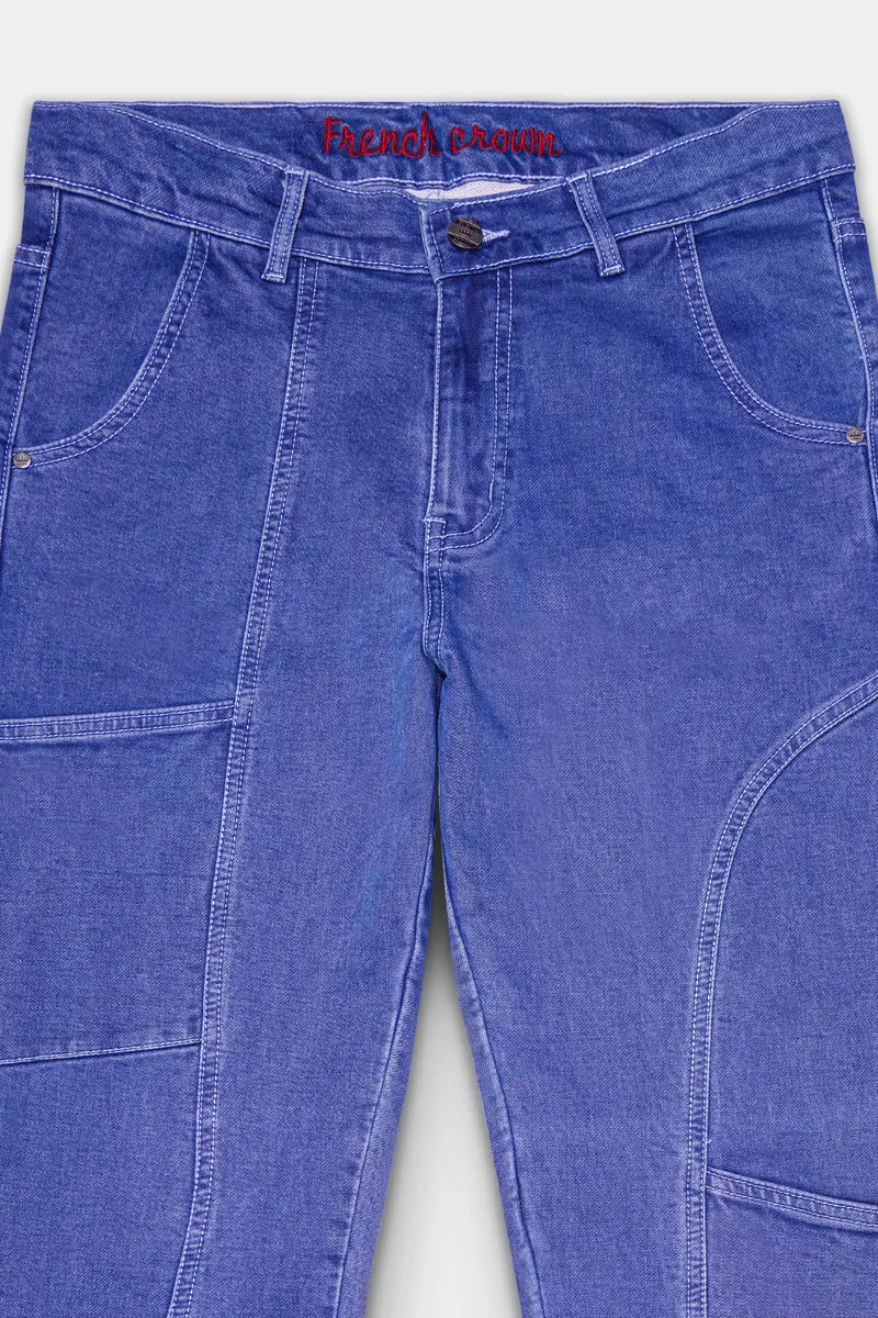 Chambray Blue Rinse Washed Stretchable Denim 4