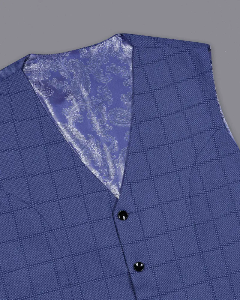 Chambray Blue Windowpane Waistcoat 4