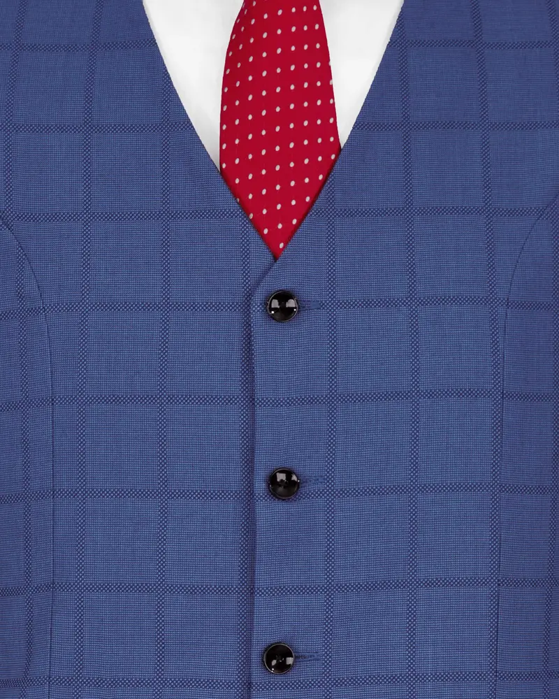 Chambray Blue Windowpane Waistcoat 5