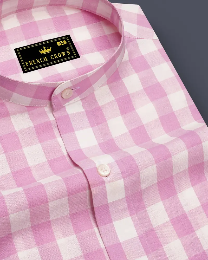 Chantilly Pink And White Checkered Premium Cotton Shirt 1