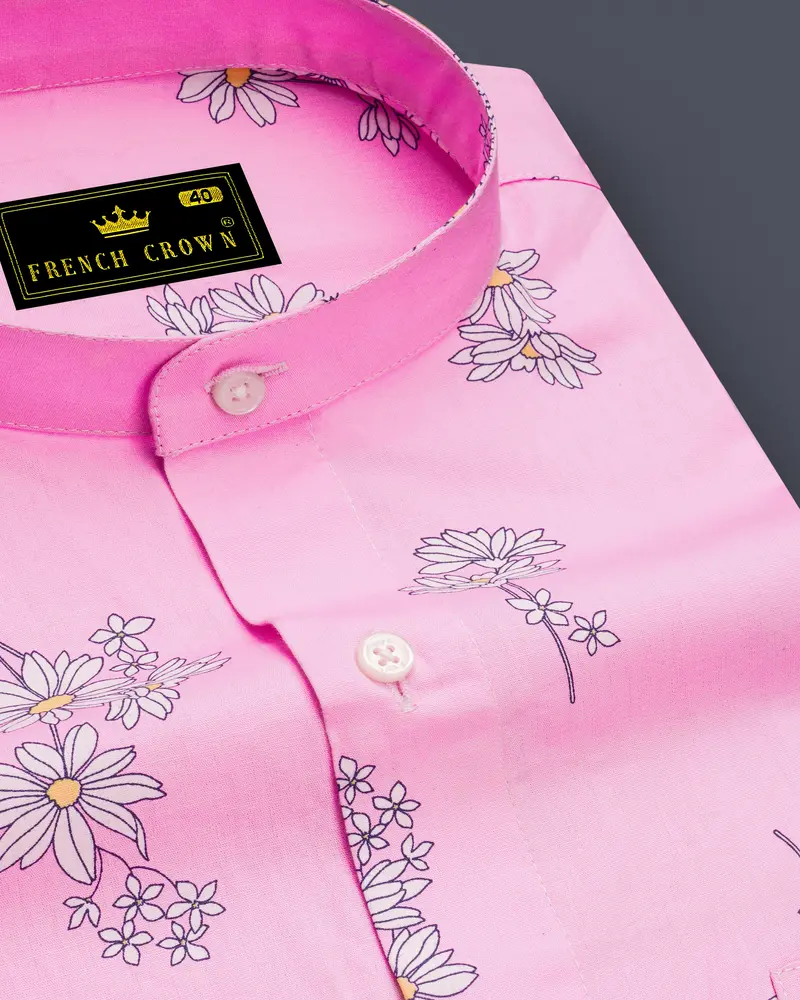 Chantilly Pink Floral Printed Premium Cotton Shirt 1