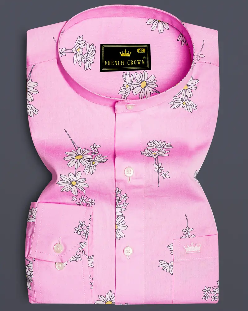 Chantilly Pink Floral Printed Premium Cotton Shirt 6