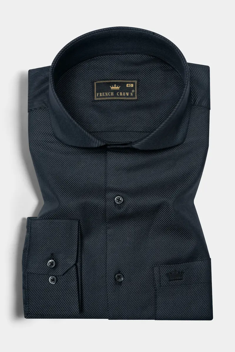 Charade Blue Micro Pin Striped Twill Cotton Shirt 3