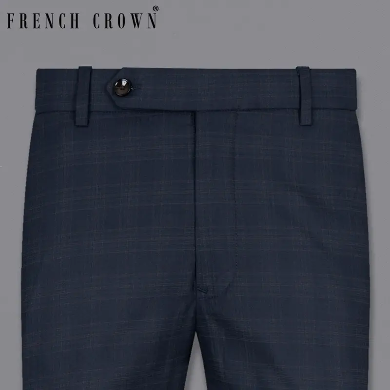Charade Blue Plaid Wool Rich Pant 1