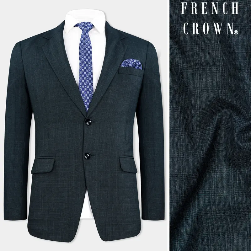 Charade Blue Wool Rich Single Breasted Blazer 1