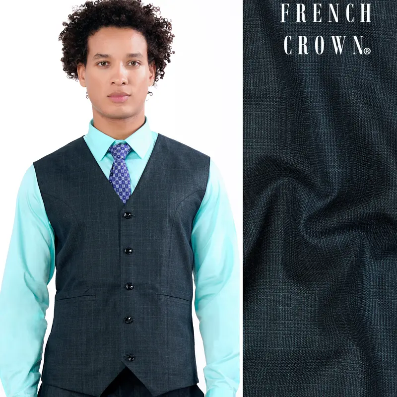 Charade Blue Wool Rich Waistcoat 1