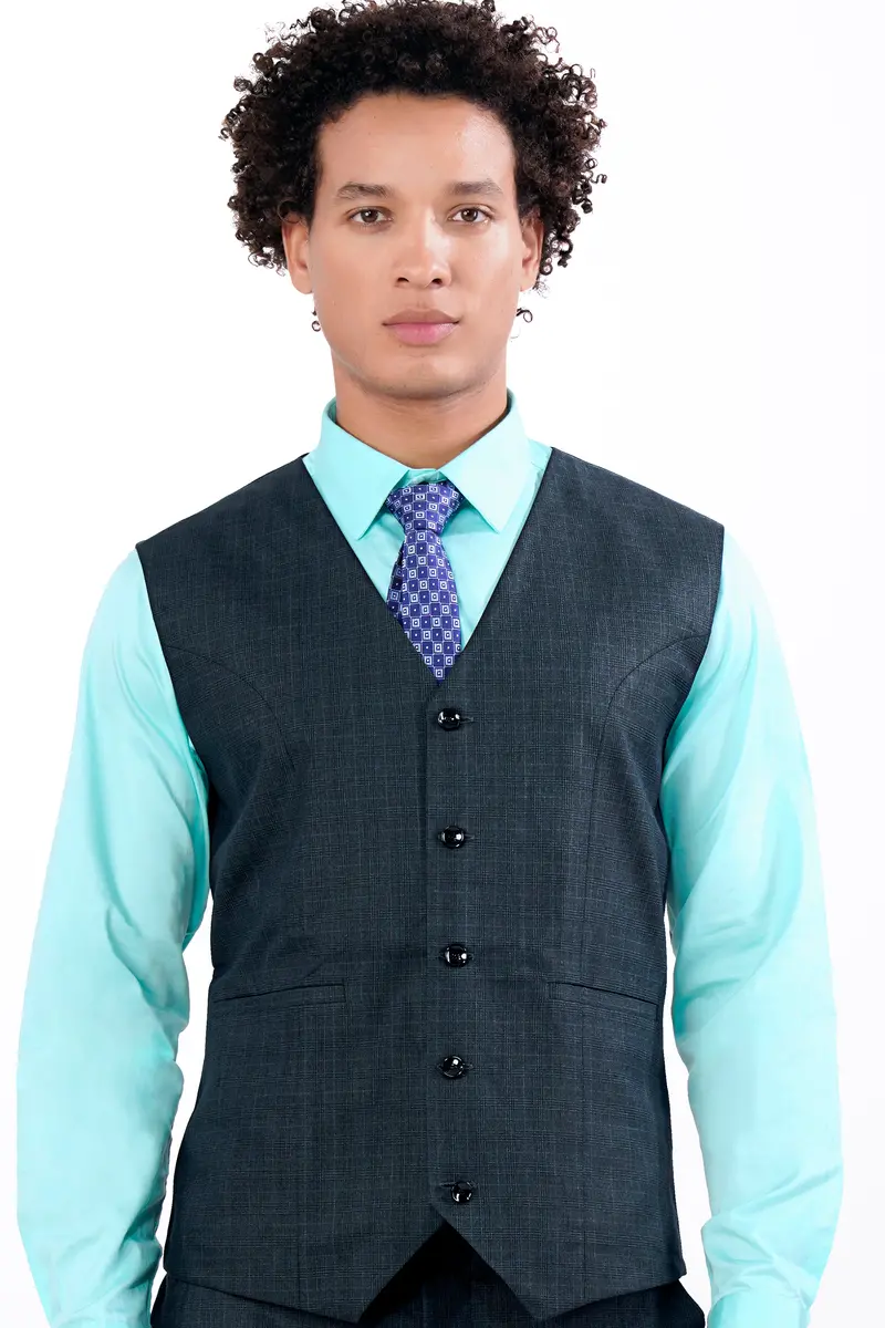 Charade Blue Wool Rich Waistcoat 2