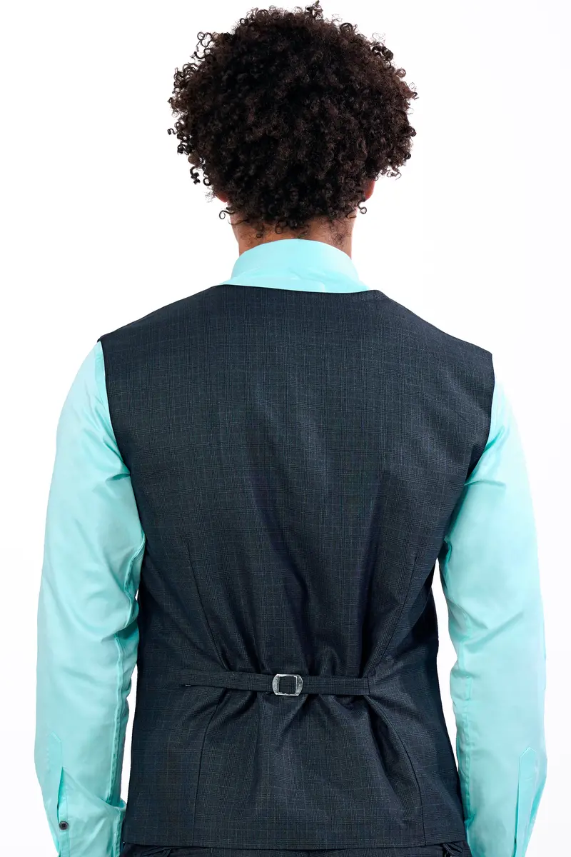 Charade Blue Wool Rich Waistcoat 4