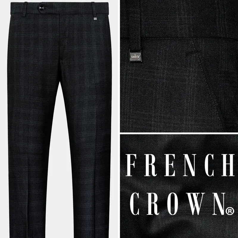 Charade Gray Plaid Wool Rich Pant 1