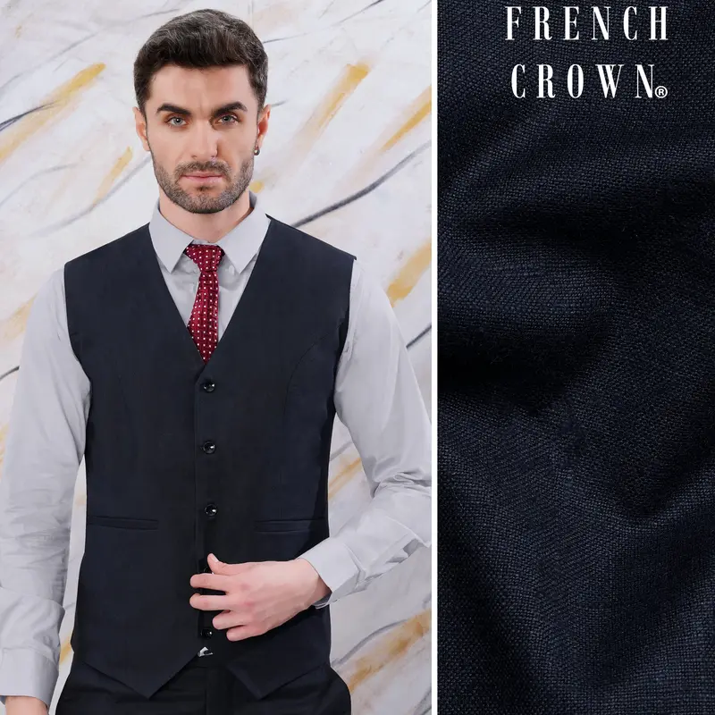 Charade Gray Plaid Wool Rich Waistcoat 1