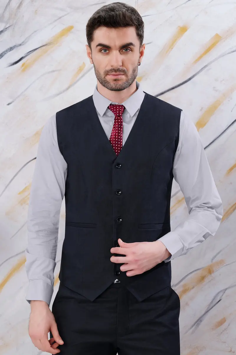 Charade Gray Plaid Wool Rich Waistcoat 2