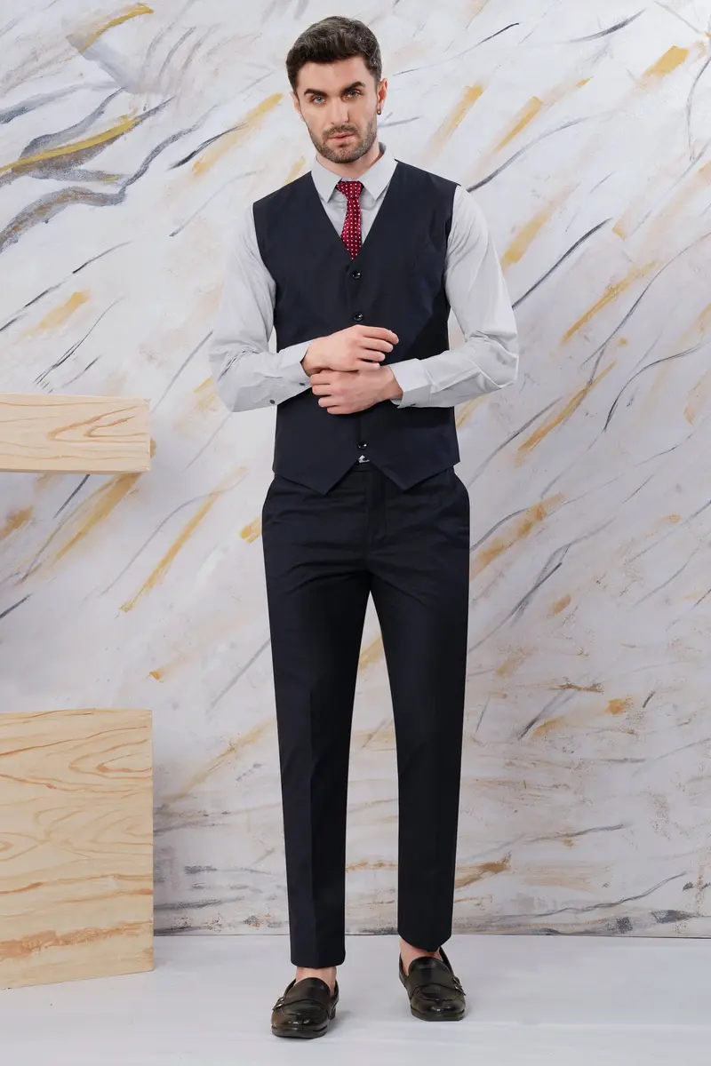 Charade Gray Plaid Wool Rich Waistcoat 5