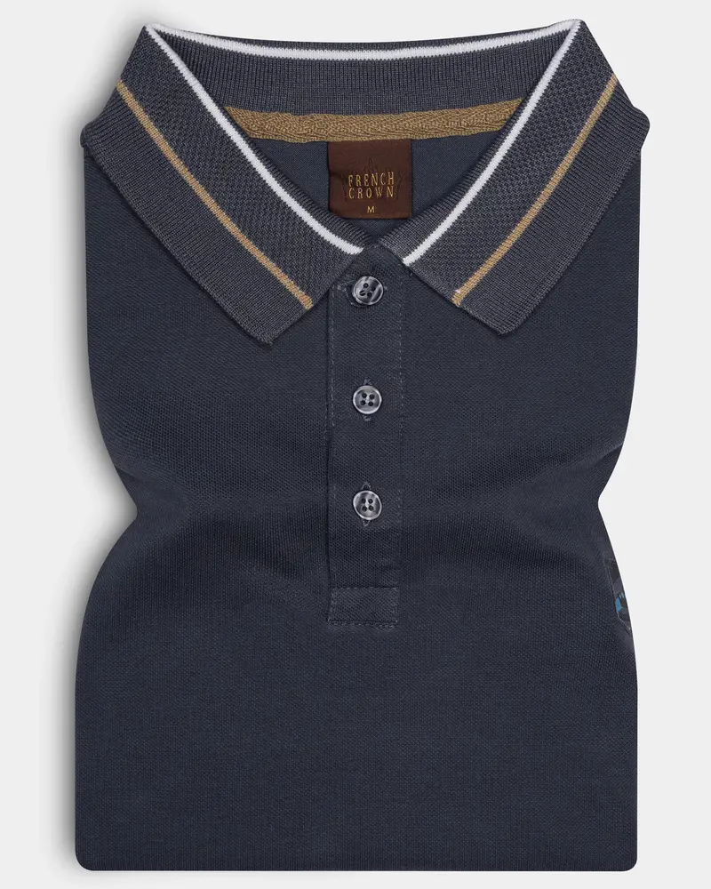 Charade Gray Solid Premium Cotton Pique Polo 1