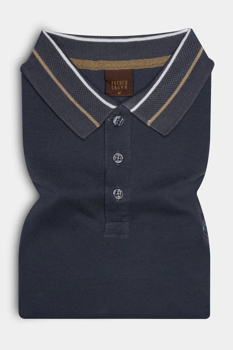 Charade Gray Solid Premium Cotton Pique Polo 2