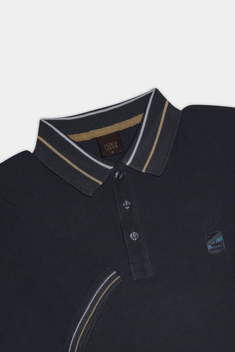 Charade Gray Solid Premium Cotton Pique Polo 5
