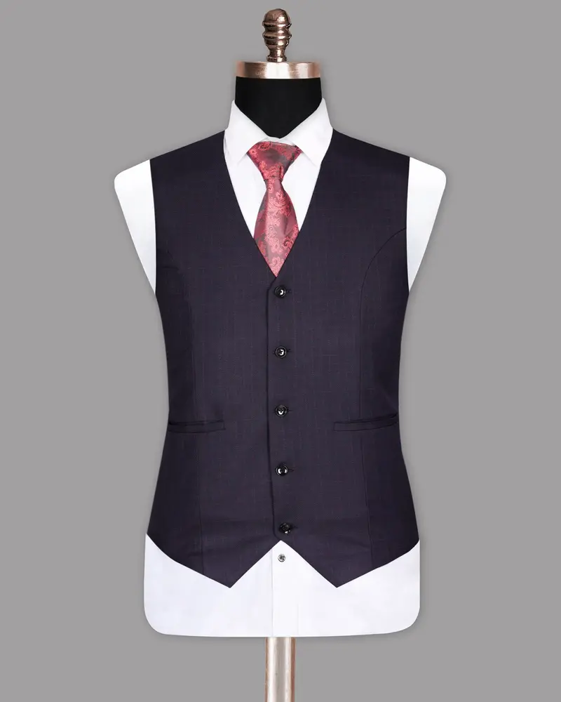 Charade Purple With Subtle Windowpane Textured Waistcoat 2