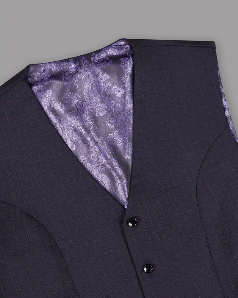 Charade Purple With Subtle Windowpane Textured Waistcoat 4