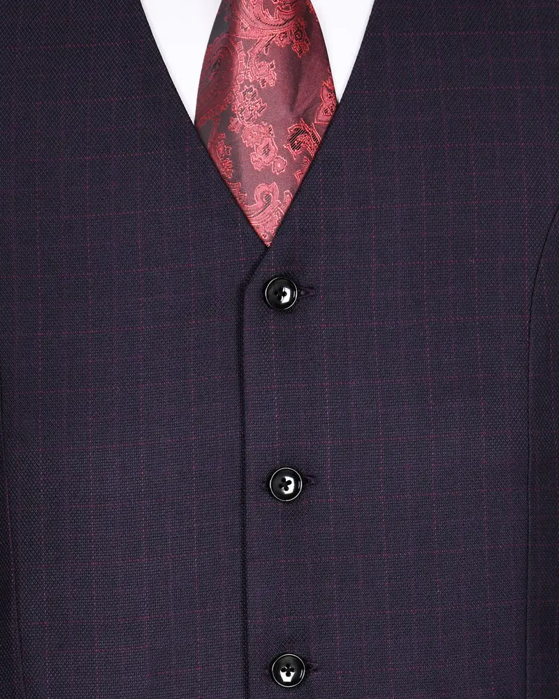 Charade Purple With Subtle Windowpane Textured Waistcoat 5