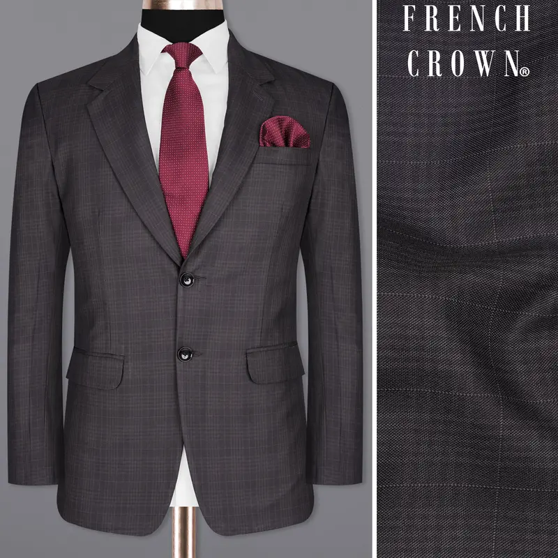 Charcoal Brown Plaid Blazer 1