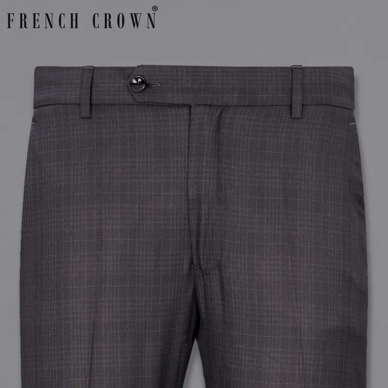 Charcoal Brown Plaid Pant 1