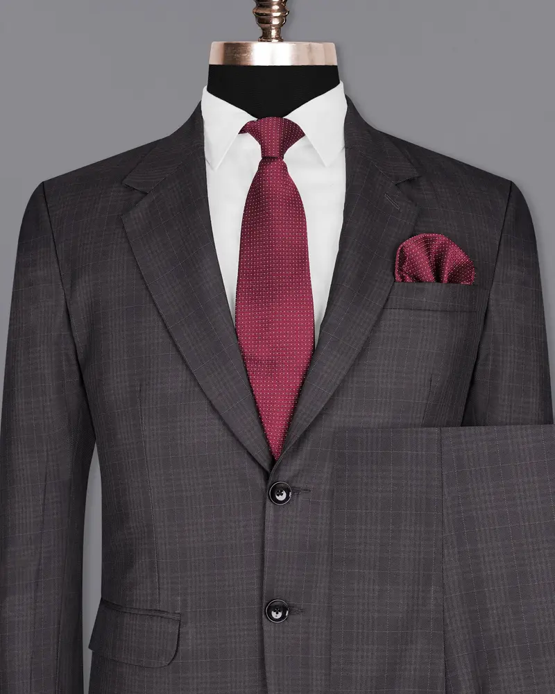 Charcoal Brown Plaid Suit 2