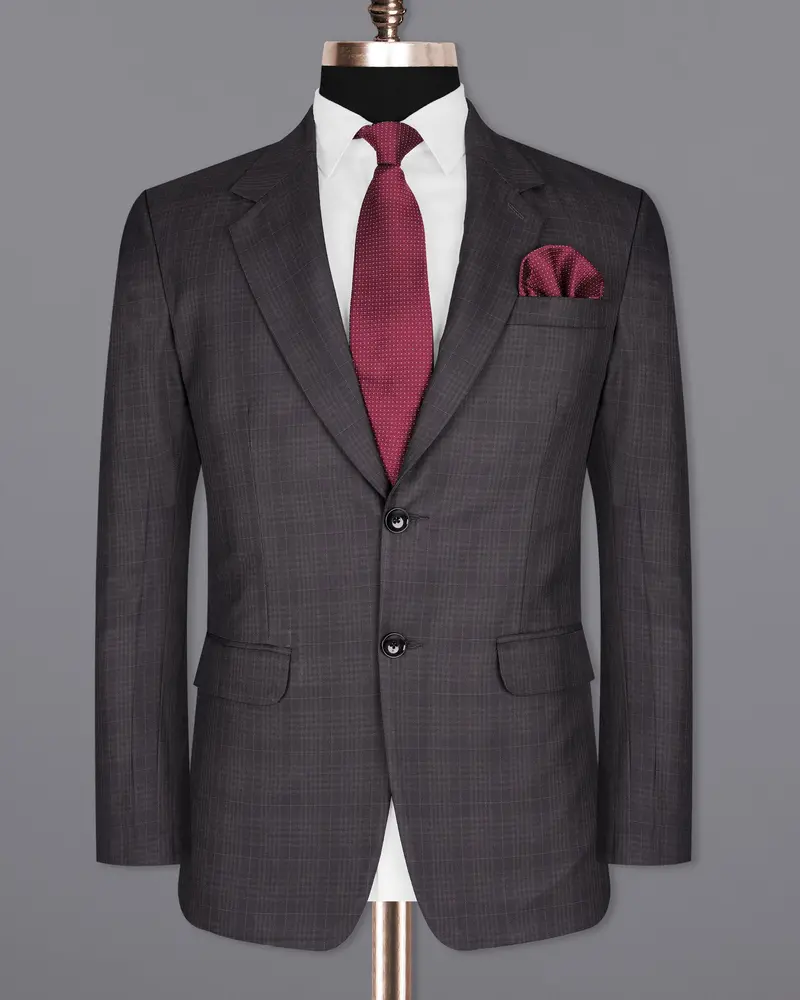 Charcoal Brown Plaid Suit 9