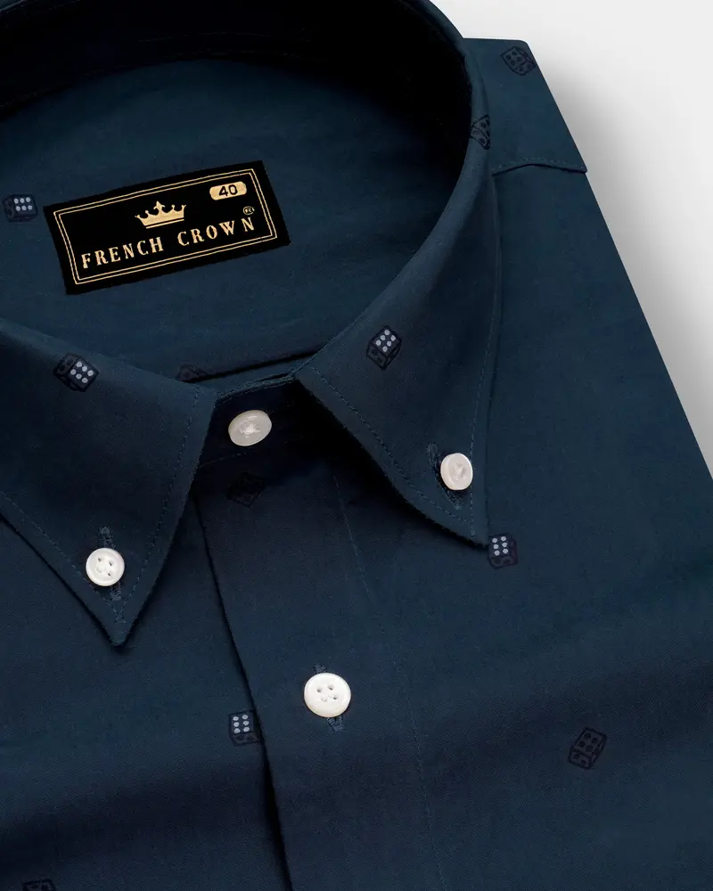 Charcoal Gray Dice Textured Royal Oxford Shirt 1