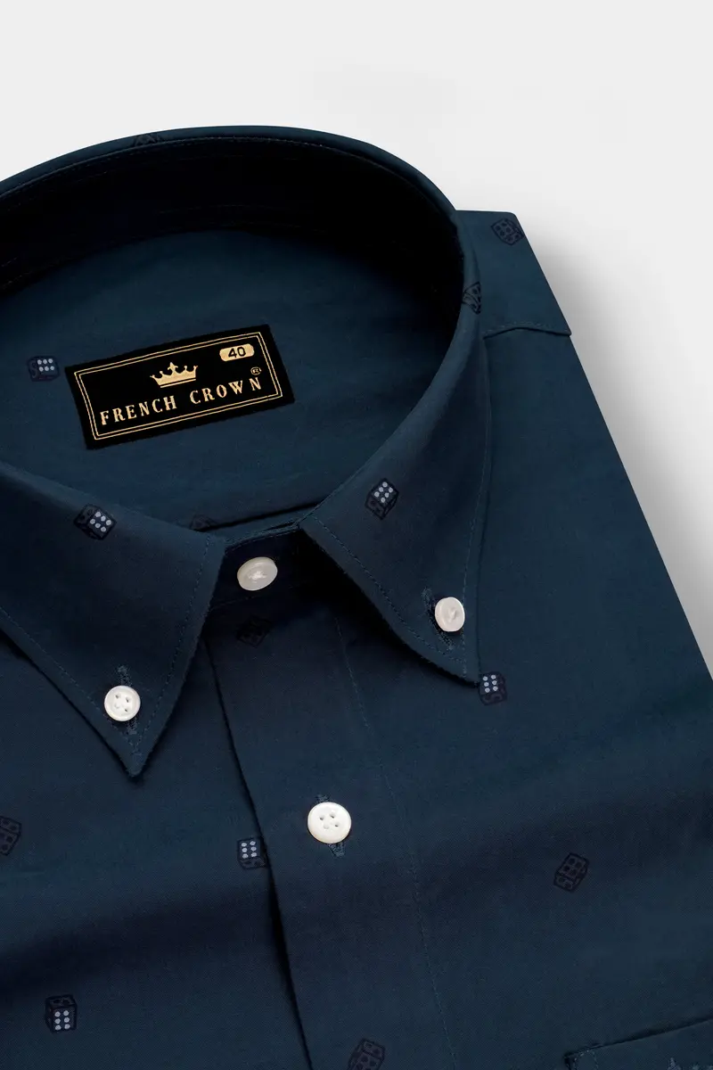 Charcoal Gray Dice Textured Royal Oxford Shirt 2