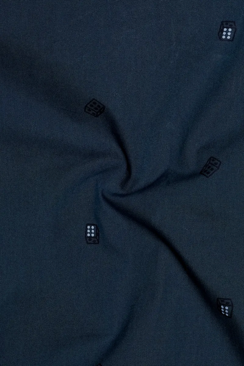 Charcoal Gray Dice Textured Royal Oxford Shirt 3