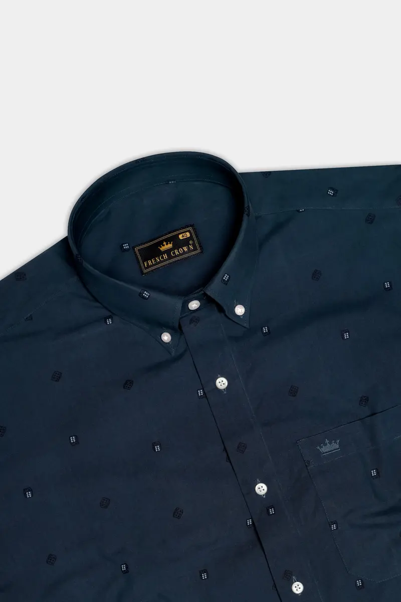 Charcoal Gray Dice Textured Royal Oxford Shirt 5