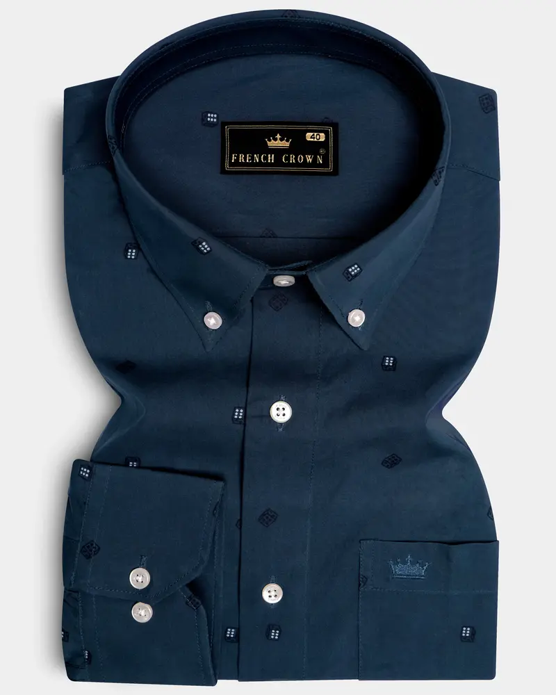 Charcoal Gray Dice Textured Royal Oxford Shirt 6