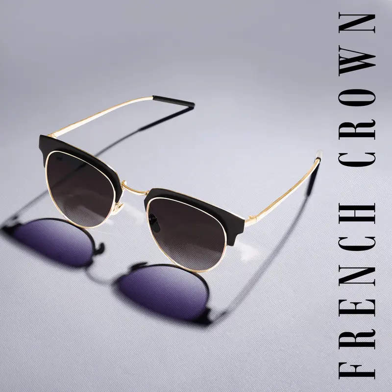 Charcoal Gray French Crown Clubmaster Unisex Sunglasses 1