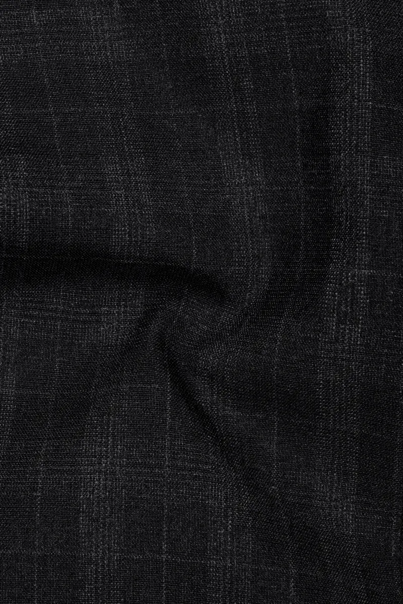 Charcoal Gray Plaid Cross Placket Bandhgala Blazer 3