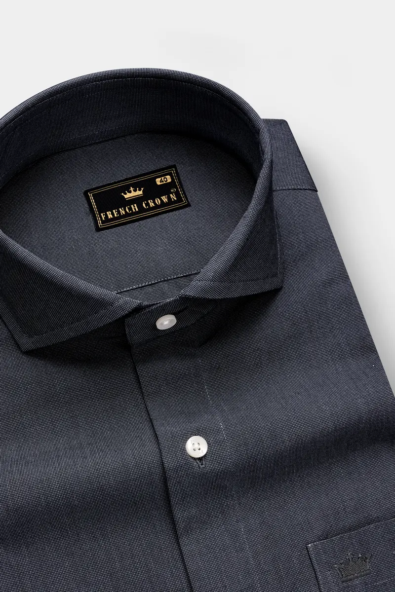 Charcoal Gray Solid Oxford Premium Cotton Dress Shirt 1