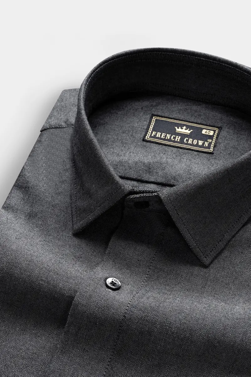 Charcoal Gray Textured Royal Oxford Premium Cotton Shirt 1