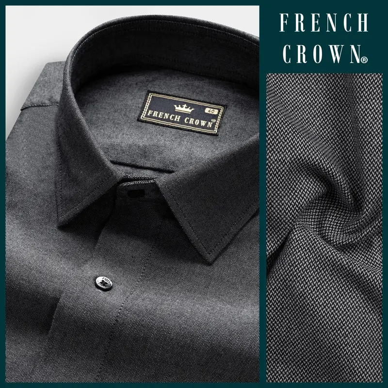 Charcoal Gray Textured Royal Oxford Premium Cotton Shirt 9