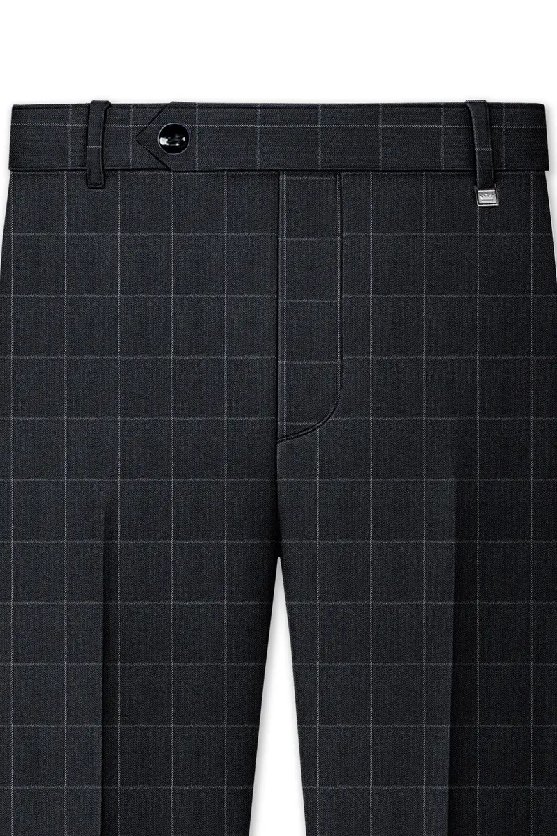 Charcoal Gray Windowpane Pants 4