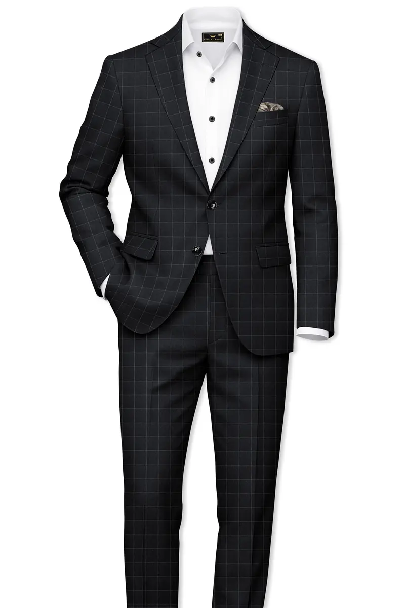 Charcoal Gray Windowpane Pants 7