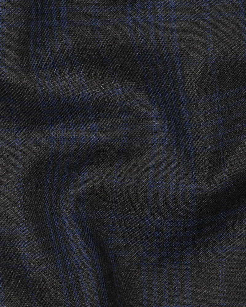Charcoal Plaid Wool Blend Waistcoat 3