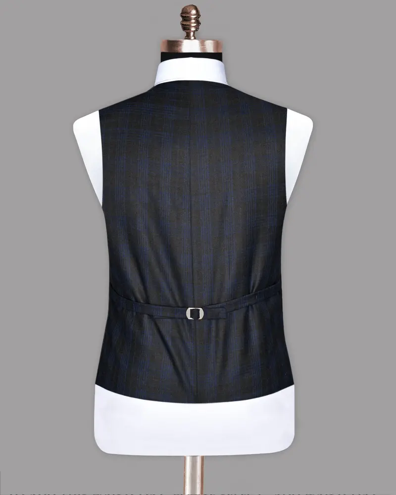 Charcoal Plaid Wool Blend Waistcoat 5