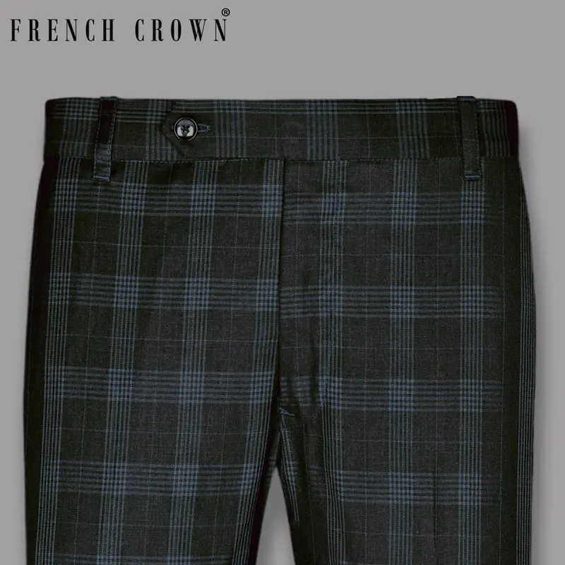 Charcoal Prince Of Wales Checked Wool Blend Pant 1