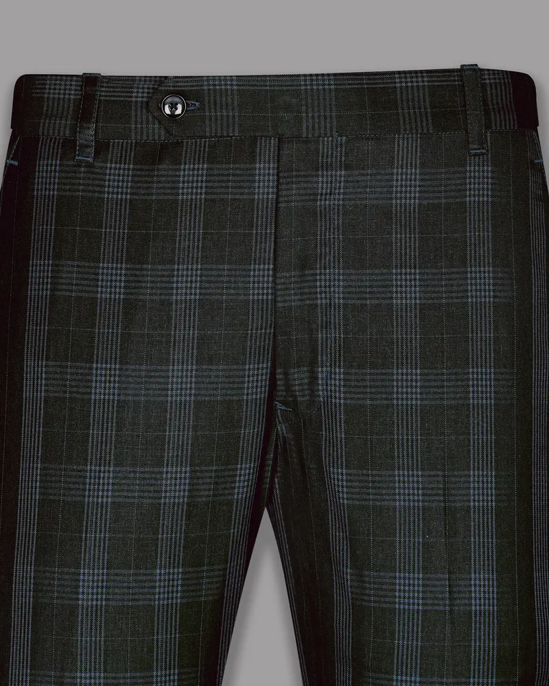 Charcoal Prince Of Wales Checked Wool Blend Pant 2