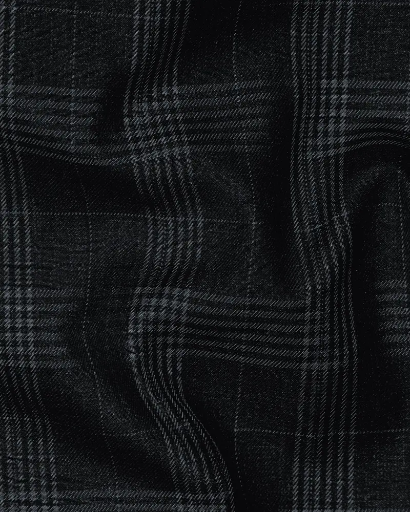 Charcoal Prince Of Wales Checked Wool Blend Pant 3