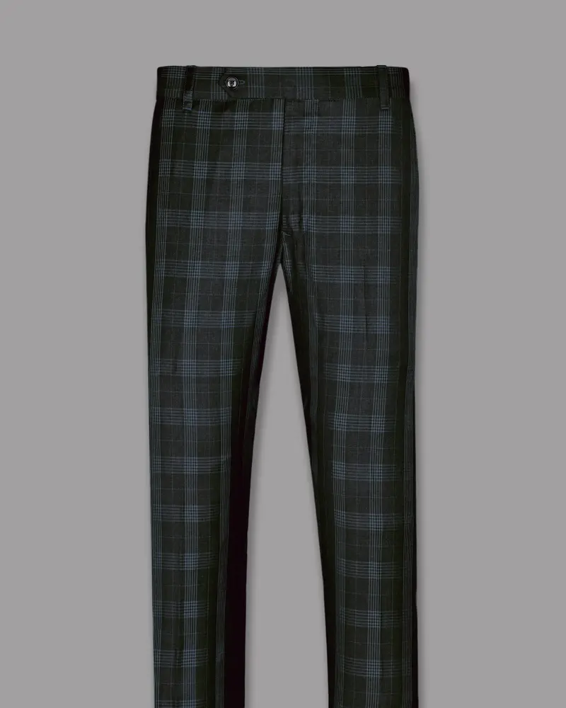 Charcoal Prince Of Wales Checked Wool Blend Pant 4