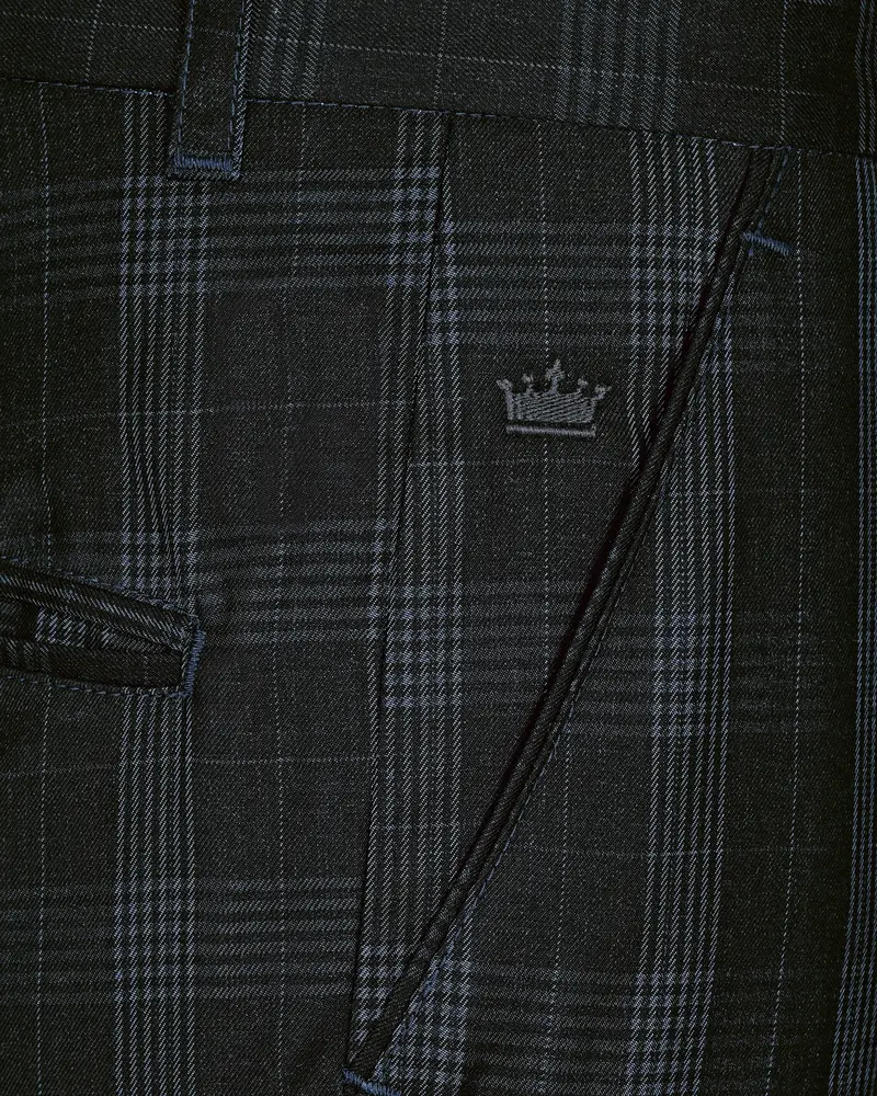 Charcoal Prince Of Wales Checked Wool Blend Pant 5