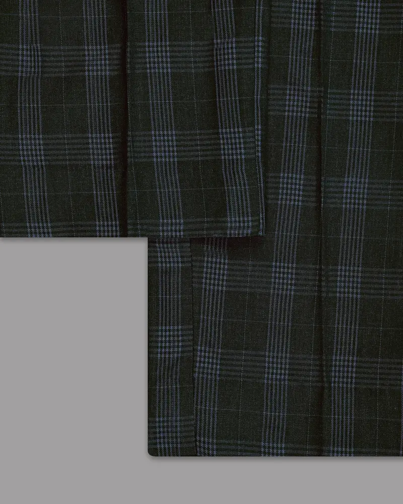 Charcoal Prince Of Wales Checked Wool Blend Pant 6